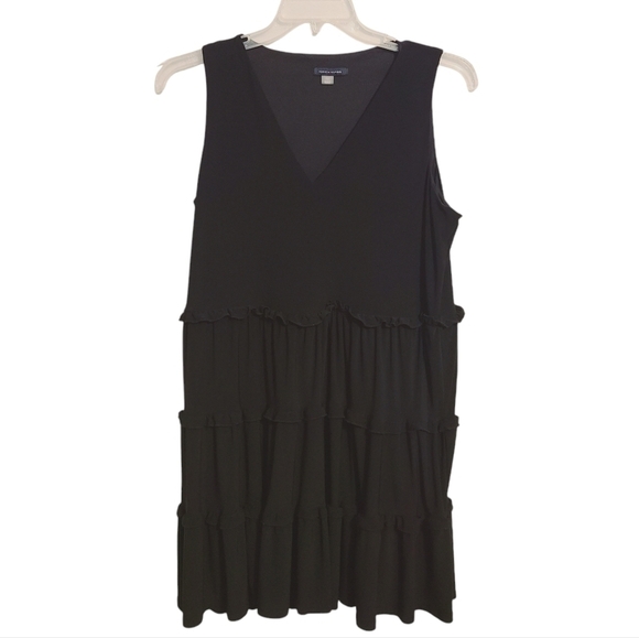 Tommy Hilfiger |  Women's Sleeveless Black Tiered Ruffled Mini Dress (Size 14) - Picture 1 of 12